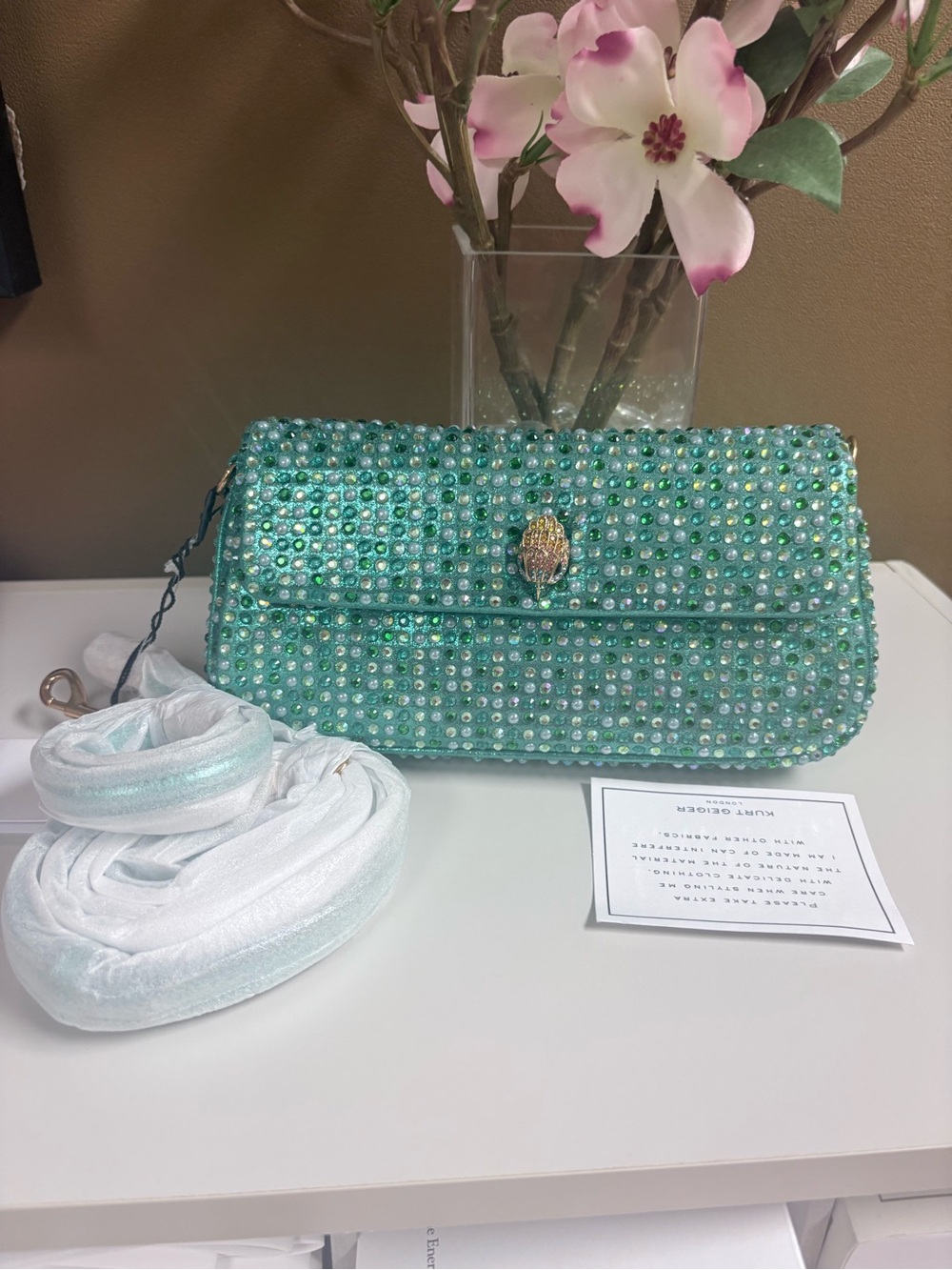 KURT GEIGER Green Pickle Jeweled Shoulder Bag- NWT